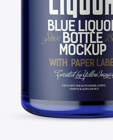 Blue Glass Bottle Mockup