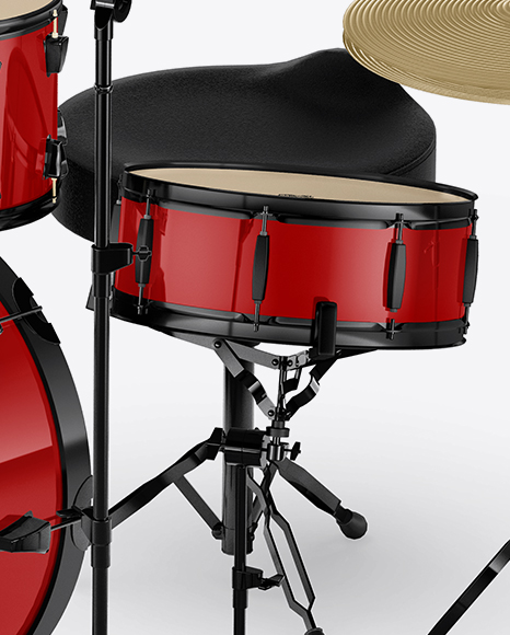 Drum Kit Mockup - Half Side View (High-Angle Shot)