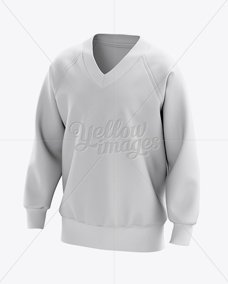 V-Neck Sweatshirt Mockup - 3/4 View