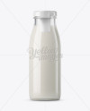 Glass Milk Bottle with a Tag Mockup