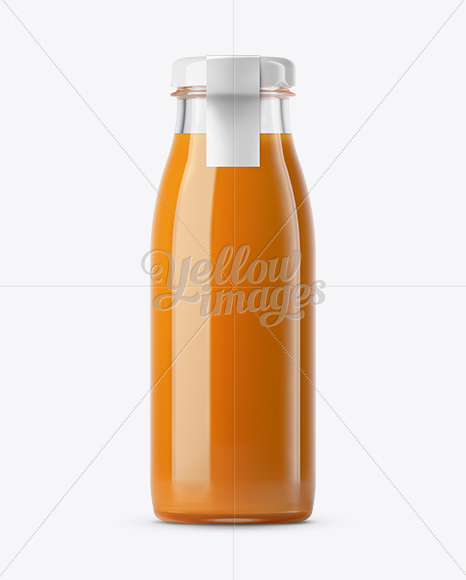 Carrot Juice Glass Bottle with a Tag Mockup