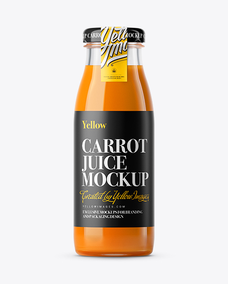 Carrot Juice Glass Bottle with a Tag Mockup - Free Download Images High