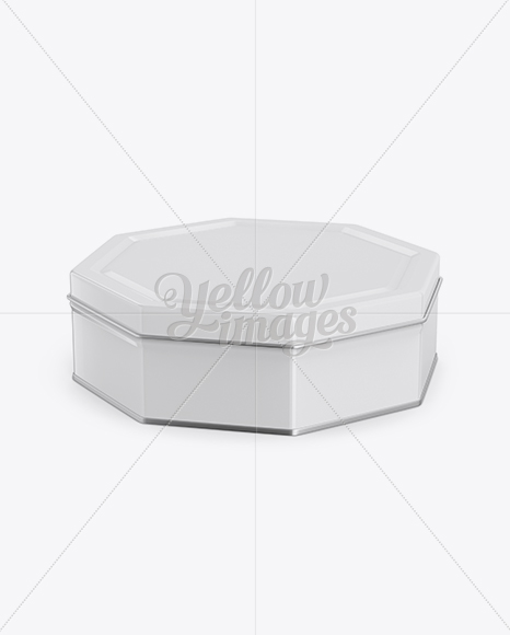 Octagonal Tin Box - Halfside View