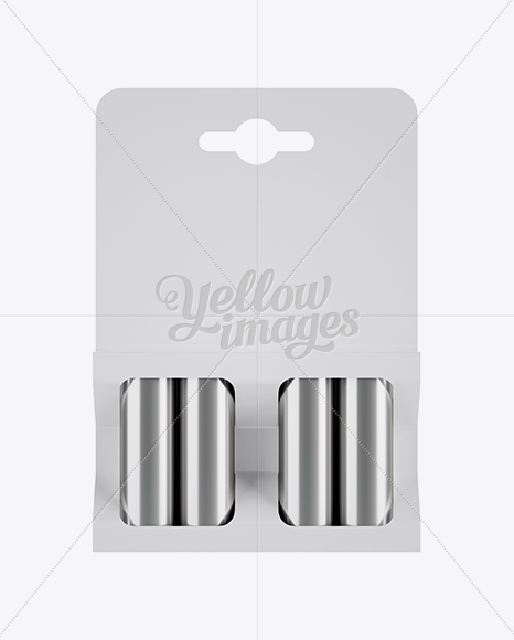 4 Pack Metal Battery AA Mockup - Front View