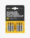 4 Pack Metal Battery AA Mockup - Front View