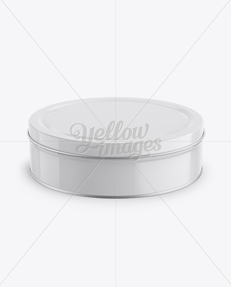 Round Tin Box Mockup - Up Front View (High-Angle Shot)