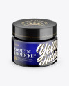 Blue Glass Cosmetic Jar Mockup - Front View (High-Angle Shot)