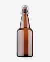 Amber Glass Beer Bottle W/ Clamp Lid Mockup