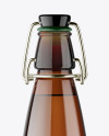 Amber Glass Beer Bottle W/ Clamp Lid Mockup