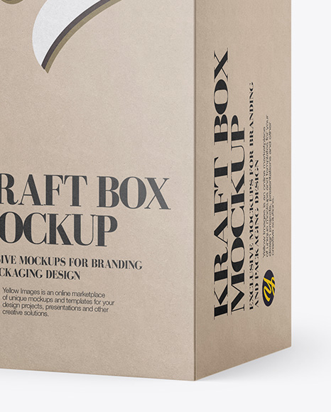 Kraft Box Mockup - Half Side View