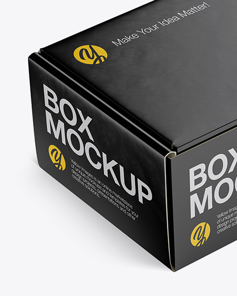 Glossy Paper Box Mockup - Half Side View (High-Angle Shot)