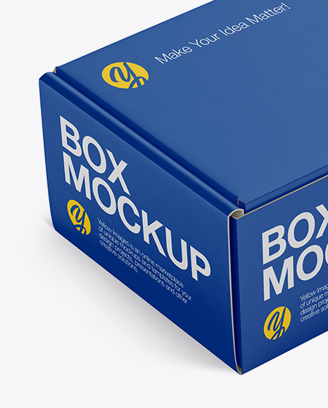 Matte Paper Box Mockup - Half Side View (High-Angle Shot)