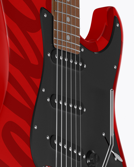 Electric Guitar with Wooden Fingerboard Mockup - Half Side View