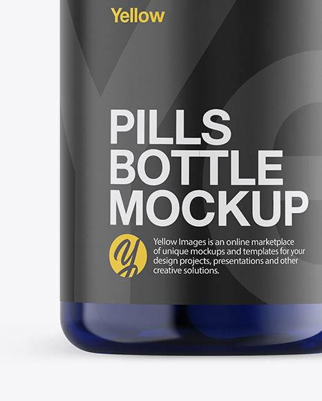 Blue Pills Bottle Mockup - Front View Blue Pills Bottle Mockup - Front View