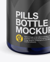 Blue Pills Bottle Mockup - Front View (High-Angle Shot)