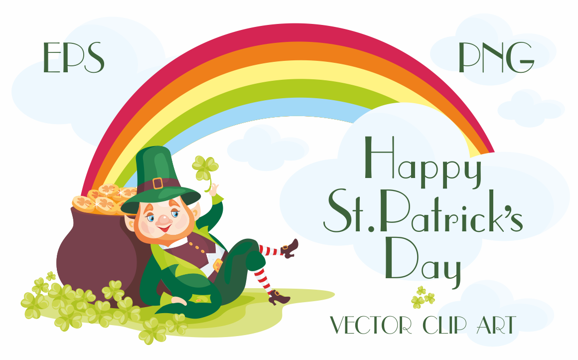 Happy Saint Patricks day. Vector clip arts.