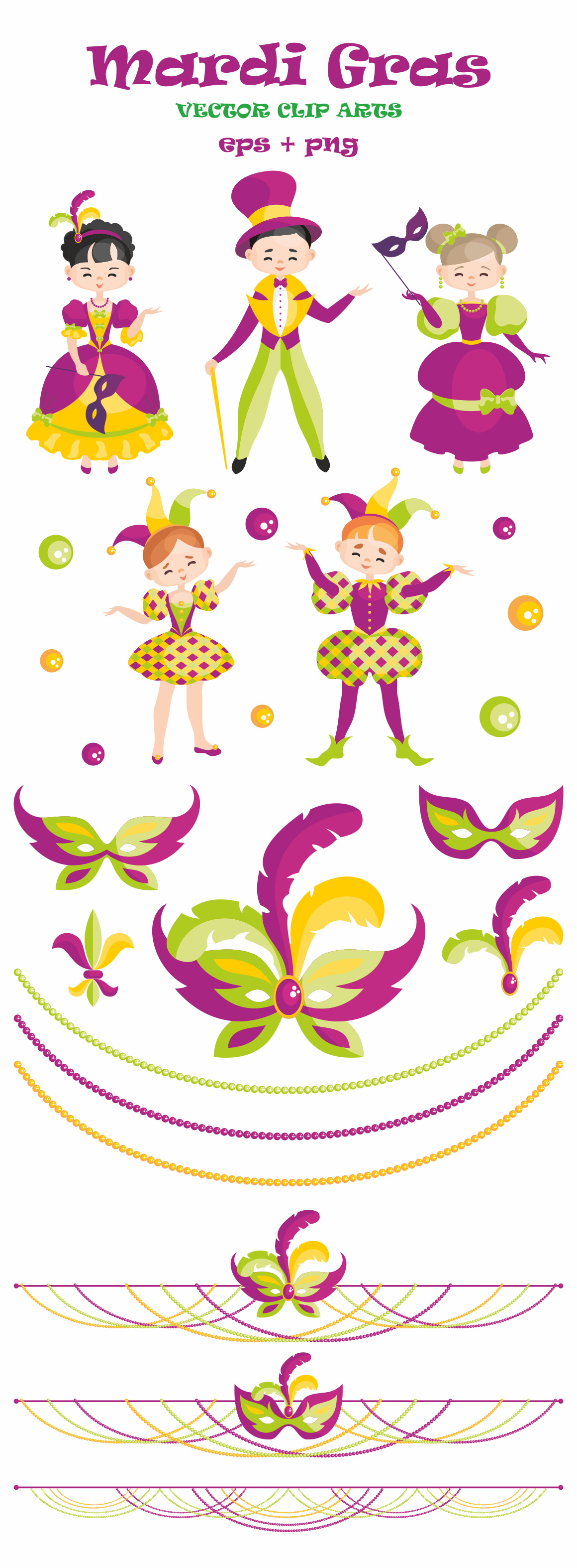 Mardi Gras mini set. Vector clip arts and seamless patterns. Mardi Gras mini set. Vector clip arts and seamless patterns.