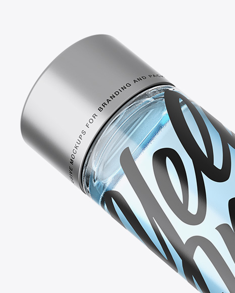 Glass Water Bottle Mockup - Half Side View