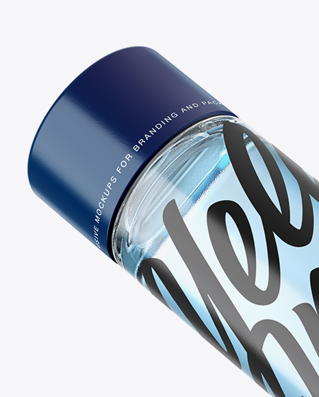 Glass Water Bottle Mockup - Half Side View