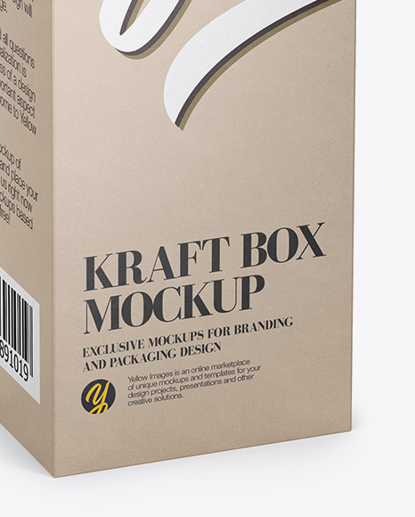 Kraft Box Mockup - Half Side View (High Angle Shot)