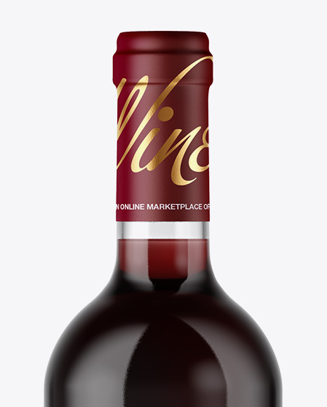 Clear Glass Red Wine Bottle Mockup