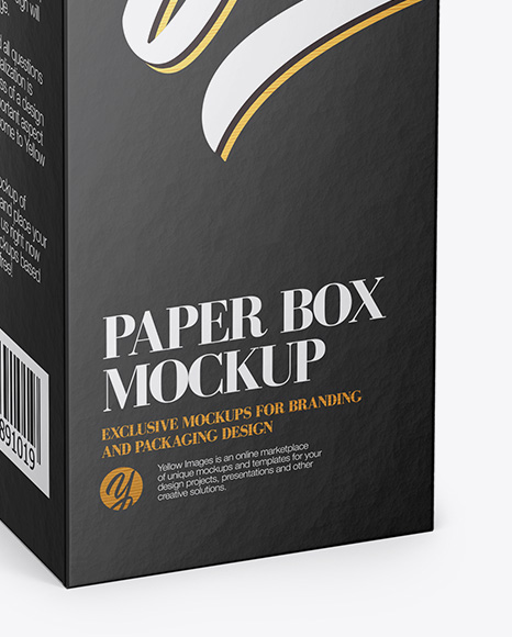 Paper Box Mockup - Half Side View (High Angle Shot)