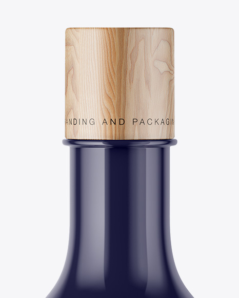 Glossy Cosmetic Bottle With Wooden Cap Mockup