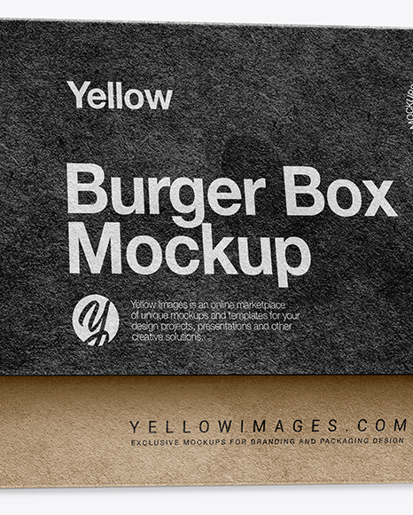 Kraft Burger Box Mockup - Half Side View