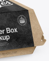 Kraft Burger Box Mockup - Half Side View (High-Angle Shot)