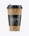 Paper Coffee Cup With Sleeve Mockup - Front View