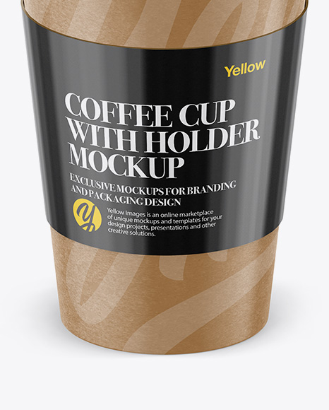 Paper Coffee Cup With Sleeve Mockup - Front View (High-Angle Shot)