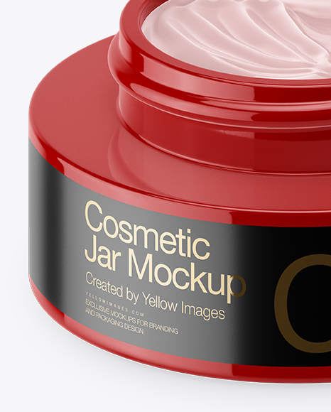 50ml Opened Glossy Cream Jar Mockup (High-Angle Shot) - Free Download