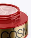 50ml Opened Glossy Cream Jar Mockup (High-Angle Shot)