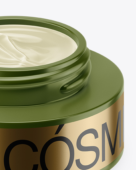 50ml Opened Matte Cream Jar Mockup (High-Angle Shot)