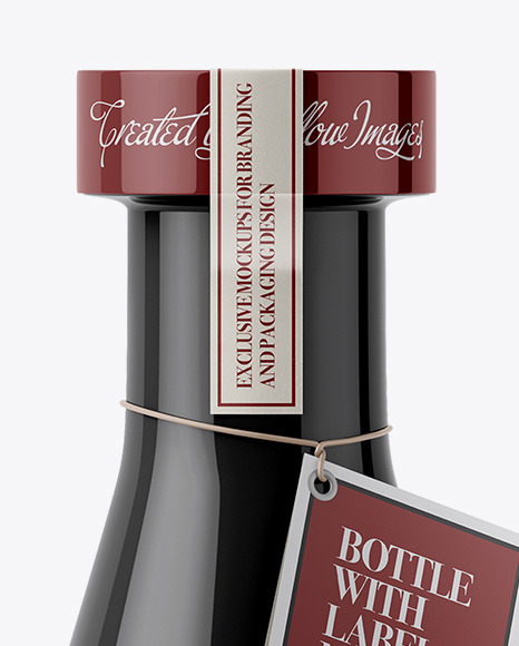 Glossy Bottle With Paper Label Mockup