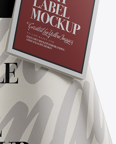 Glossy Bottle With Paper Label Mockup