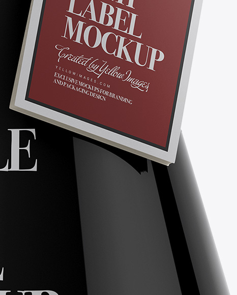 Glossy Bottle With Paper Label Mockup