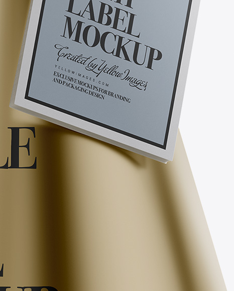 Metallic Bottle With Paper Label Mockup