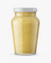 Clear Glass Jar with Mustard Sauce Mockup