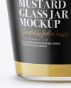 Clear Glass Jar with Mustard Sauce Mockup