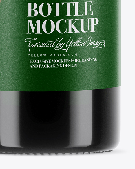 Green Glass Bottle With Red Wine Mockup