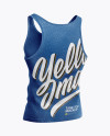 Melange Tank Top Mockup - Back Half Side View