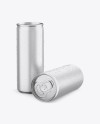 Two Aluminium Cans With Condensation & Metallic Finish Mockup