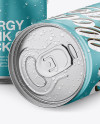 Two Aluminium Cans With Condensation & Metallic Finish Mockup