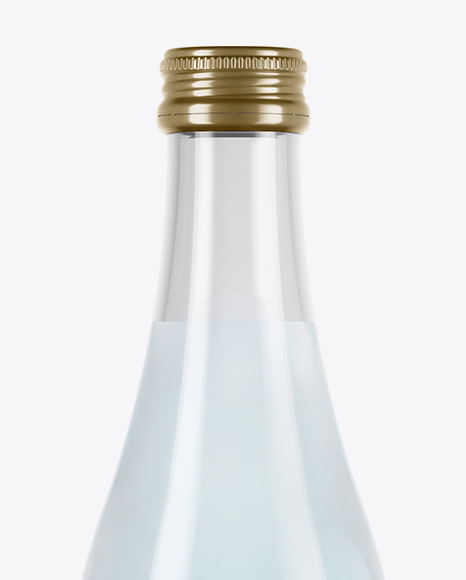 Clear Glass Blue Drink Bottle Mockup