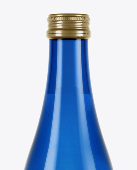 Blue Glass Water Bottle Mockup