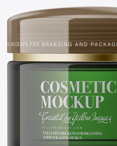 Green Cosmetic Jar Mockup