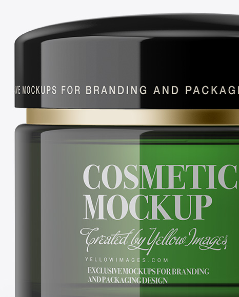 Green Cosmetic Jar Mockup