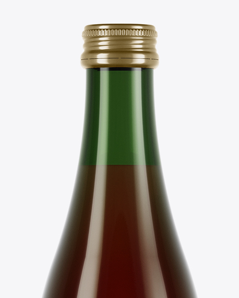 Green Glass Bottle With Red Drink Mockup