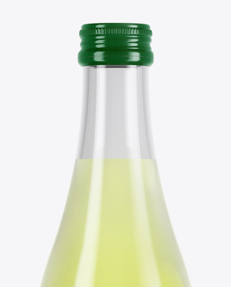 Clear Glass Bottle With Lime Drink Mockup